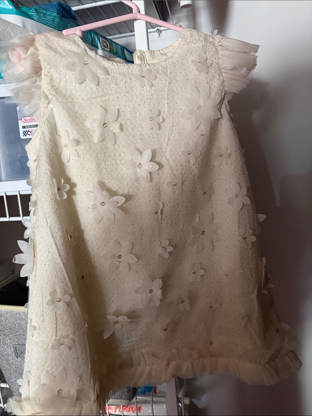 Ivory Floral Appliqué Girls' Party Dress